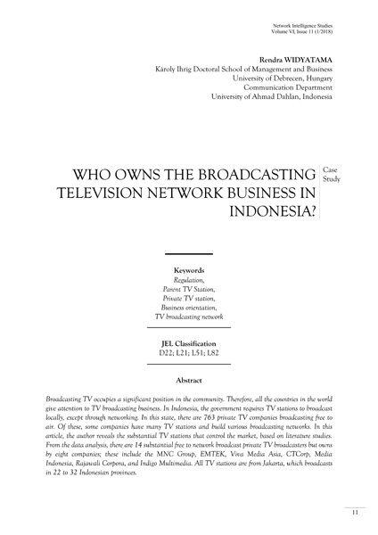 Volume VI, Network Intelligence Studies