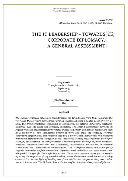 Volume IX, Network Intelligence Studies