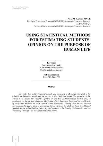 Volume I, Network Intelligence Studies
