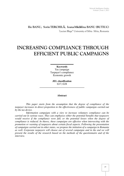 Volume I, Network Intelligence Studies