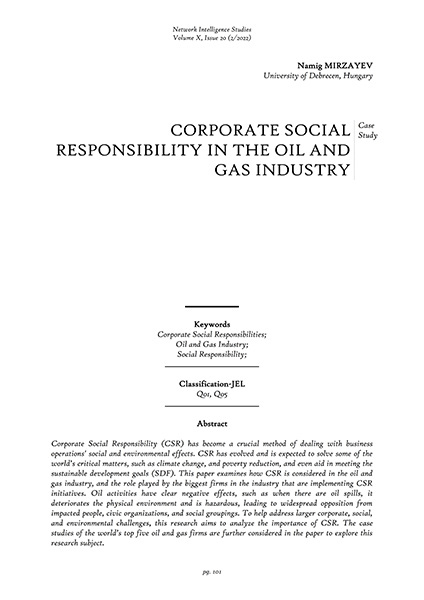 Volume X, Network Intelligence Studies