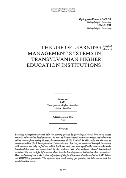 Volume X, Network Intelligence Studies