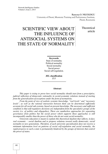 Volume I, Network Intelligence Studies