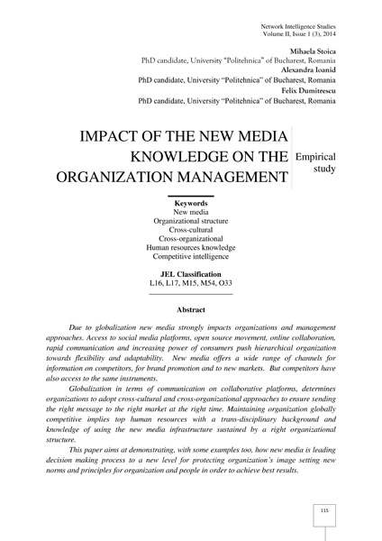 Volume II, Network Intelligence Studies